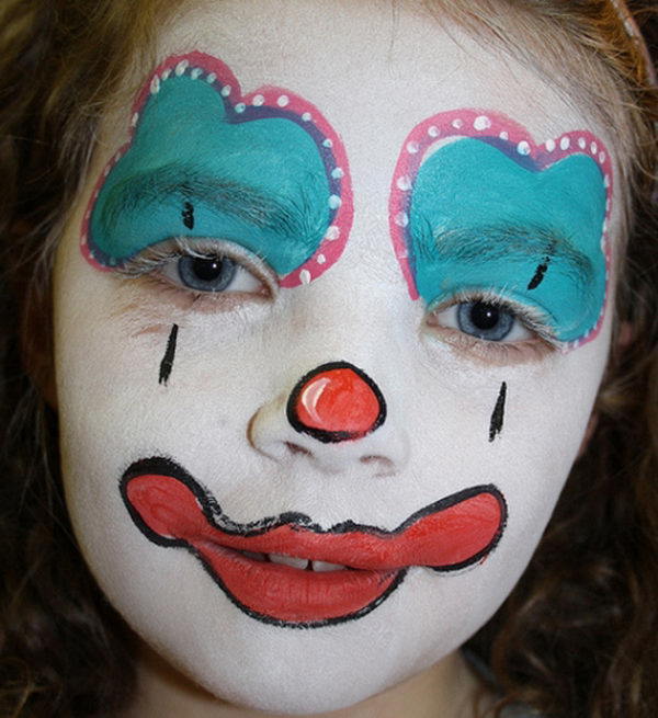 Girl Clown. Cool Face Painting Ideas For Kids, which transform the faces of little ones without requiring professional-quality painting skills.