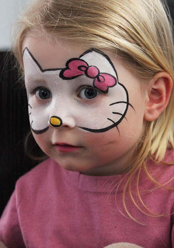 Hello Kitty Face Painting. Cool Face Painting Ideas For Kids, which transform the faces of little ones without requiring professional-quality painting skills.