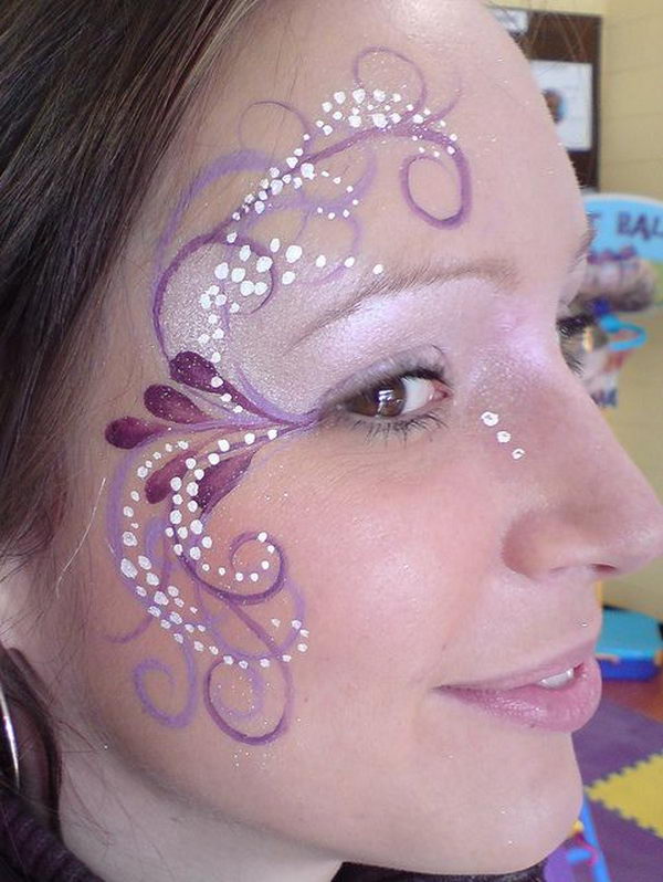 Purple Face Paint for Girl. Cool Face Painting Ideas For Kids, which transform the faces of little ones without requiring professional-quality painting skills.