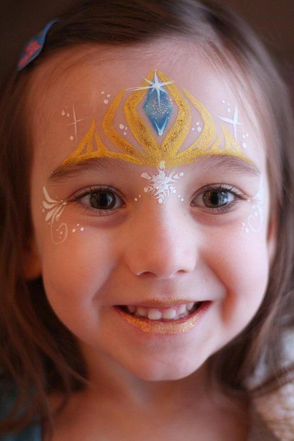 Elsa's Crown. Cool Face Painting Ideas For Kids, which transform the faces of little ones without requiring professional-quality painting skills.