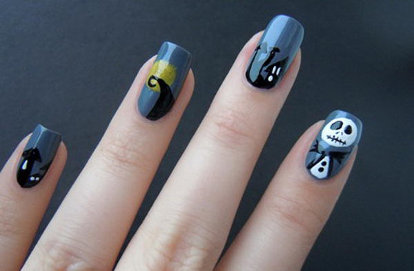 Nightmare Inspired Nails. Cool Halloween Nail Art which show off your spooky spirit during the freakish festivities.