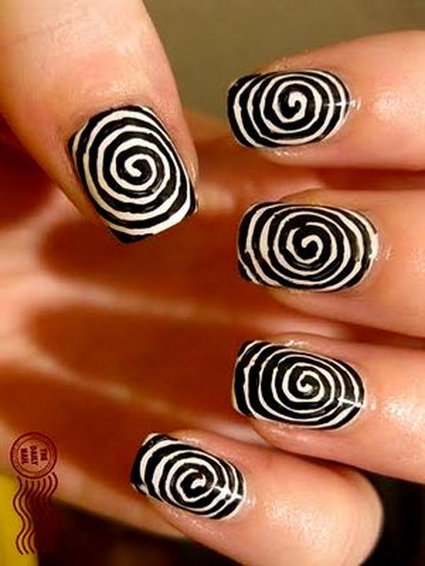 Tim Burton Inspired Halloween Nail. Cool Halloween Nail Art which show off your spooky spirit during the freakish festivities.