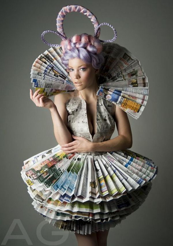 Creative and Fashionable Newspaper Craft. It looks elegant and worth money instead of just recycled news paper.