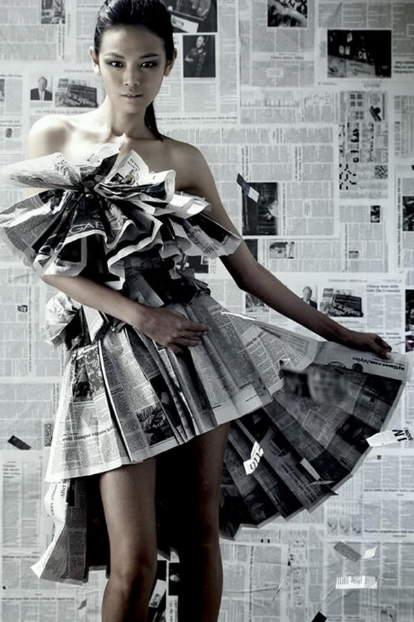 Creative and Fashionable Newspaper Craft. It looks elegant and worth money instead of just recycled news paper.