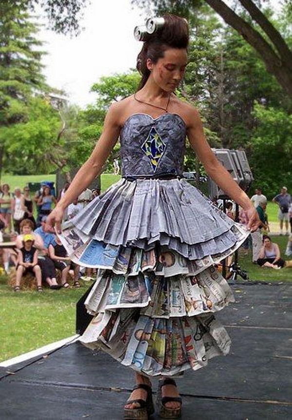 Creative and Fashionable Newspaper Craft. It looks elegant and worth money instead of just recycled news paper.