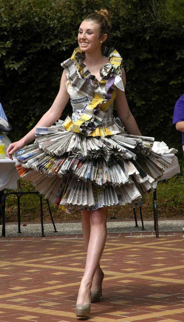 Creative and Fashionable Newspaper Craft. It looks elegant and worth money instead of just recycled news paper.