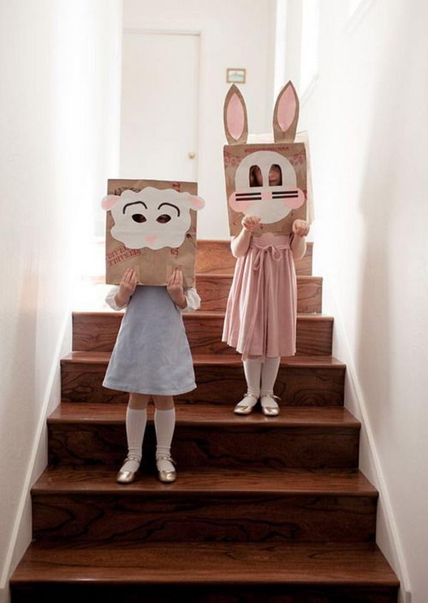 Brown Sack Masks. There is no easier costume than a paper bag mask. Grab a paper bag and cut out holes for your eyes then grab a few markers and let your imagination go wild. They are so simple for kids to make and to wear.