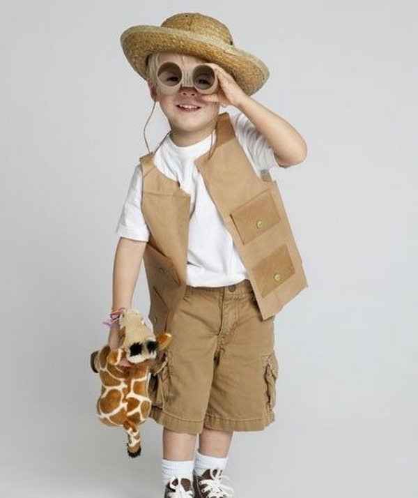 Safari Vest for Boy. There is no easier costume than a paper bag mask. Grab a paper bag and cut out holes for your eyes then grab a few markers and let your imagination go wild. They are so simple for kids to make and to wear.