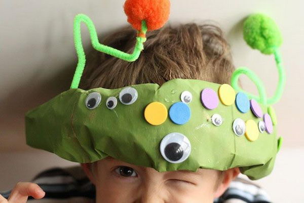 Paper Bag Monster Hat. There is no easier costume than a paper bag mask. Grab a paper bag and cut out holes for your eyes then grab a few markers and let your imagination go wild. They are so simple for kids to make and to wear.