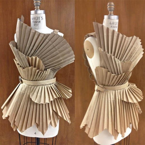 Grocery Bag Recycled Dress. There is no easier costume than a paper bag mask. Grab a paper bag and cut out holes for your eyes then grab a few markers and let your imagination go wild. They are so simple for kids to make and to wear.