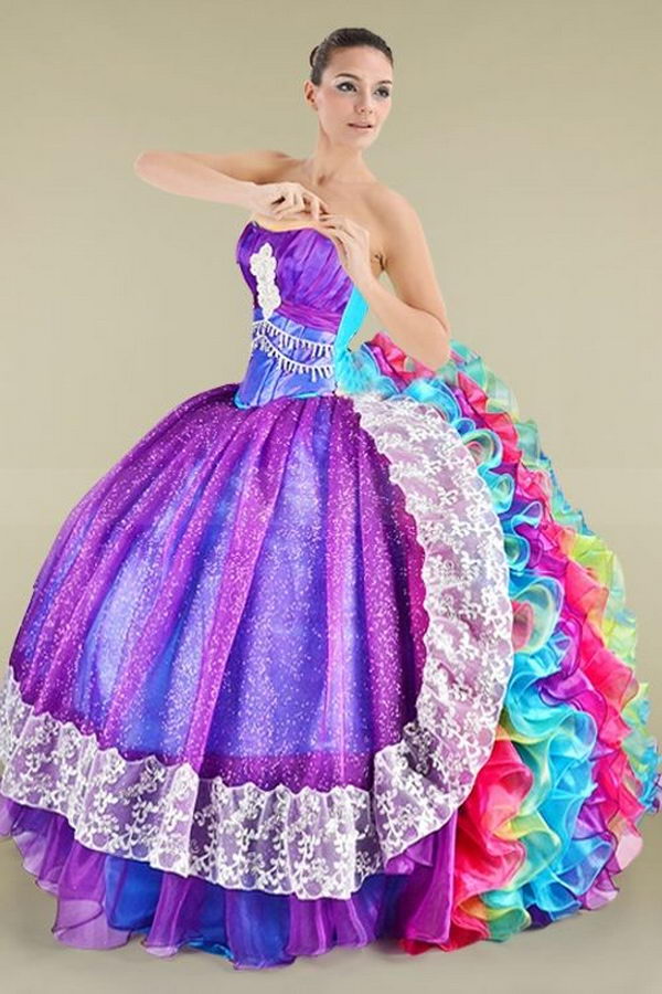 Gorgeous Rainbow Colored Dress. How fashionable for girls to wear a gorgeous and colorful dress.