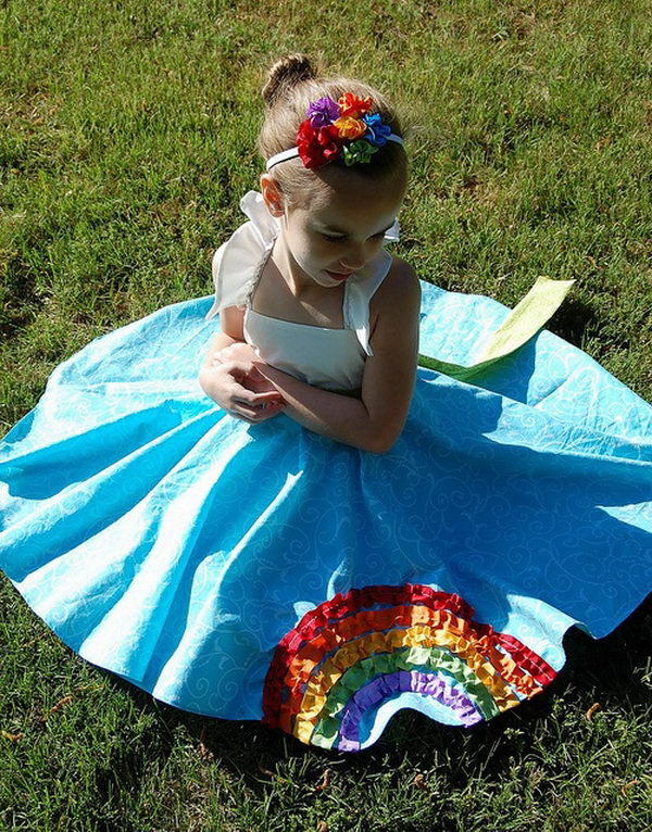 Gorgeous Rainbow Colored Dress. How fashionable for girls to wear a gorgeous and colorful dress.