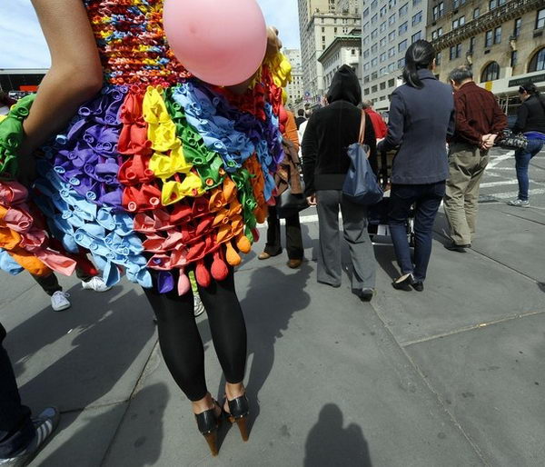 Gorgeous Rainbow Colored Dress. How fashionable for girls to wear a gorgeous and colorful dress.