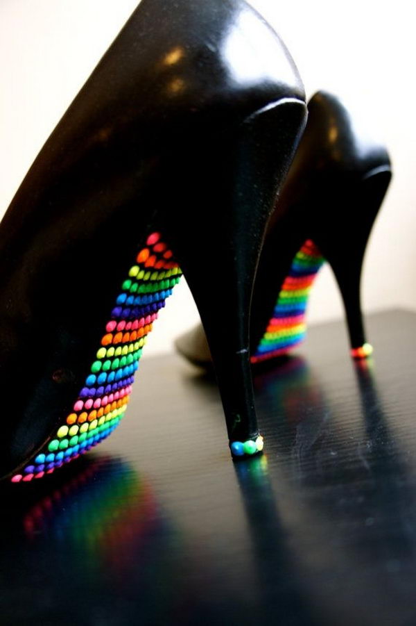 Rainbow Colored Shoes. Colorful and beautiful shoes are always girls' love.