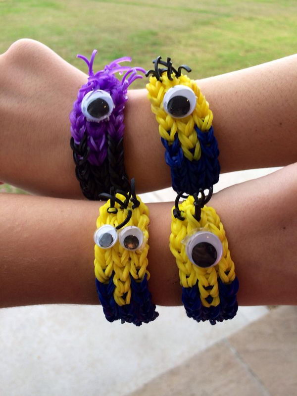 Minion Family Rainbow Loom Bracelets. Rainbow Loom is one of the top gifts for kids, and every kid seems to have at least one piece of rubber band jewelry.