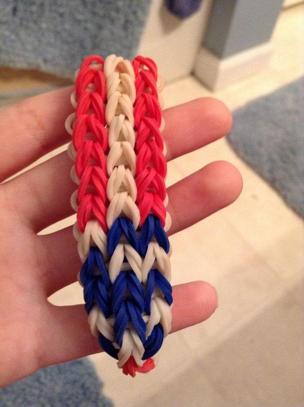 American Flag Rainbow Loom Bracelet. Rainbow Loom is one of the top gifts for kids, and every kid seems to have at least one piece of rubber band jewelry.