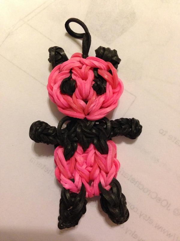 Pink and Black Panda Charm. Rainbow Loom is one of the hottest craft activities for kids.
