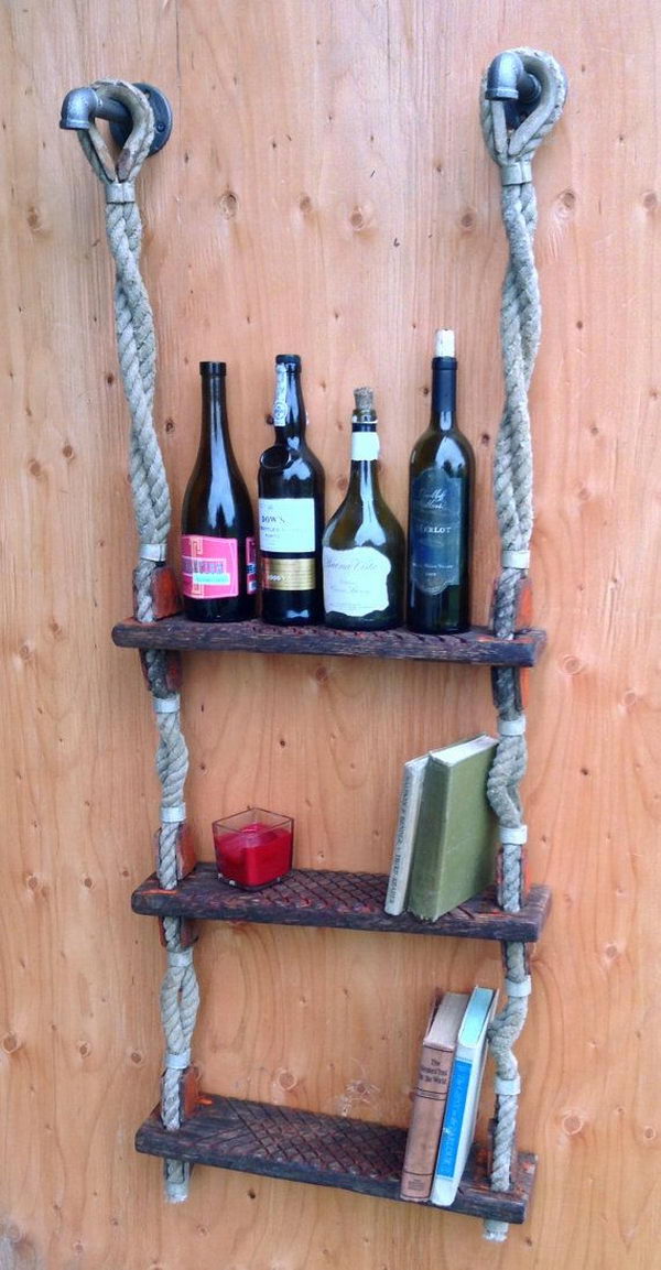 Ship Ladder Wine Rack. Really fun to create and have an aesthetic appeal that applies to your unique home.