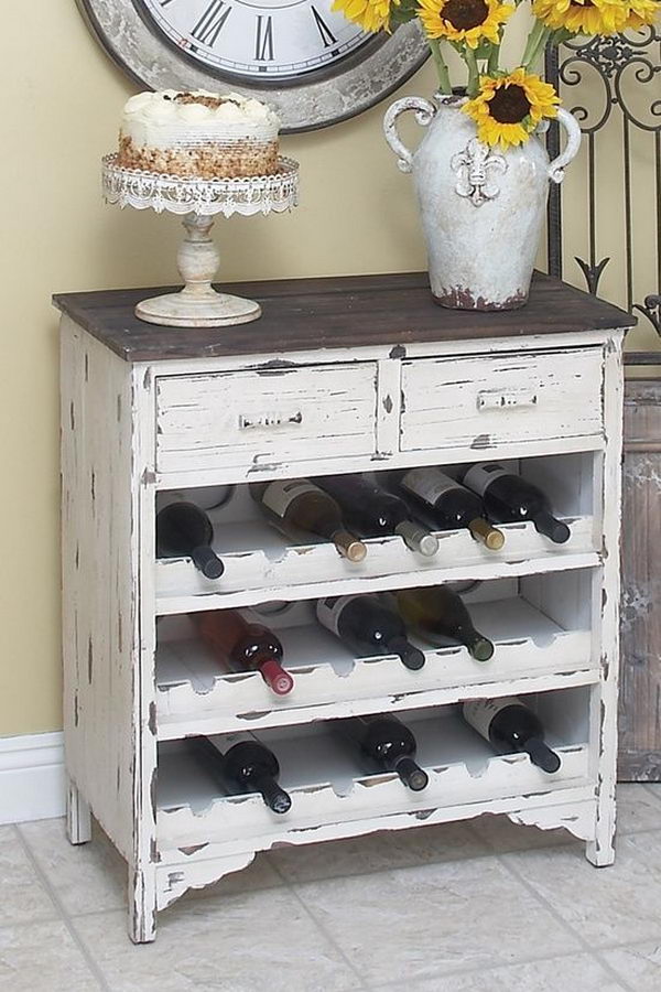 Wine Cabinet From Old Dresser. Really fun to create and have an aesthetic appeal that applies to your unique home.