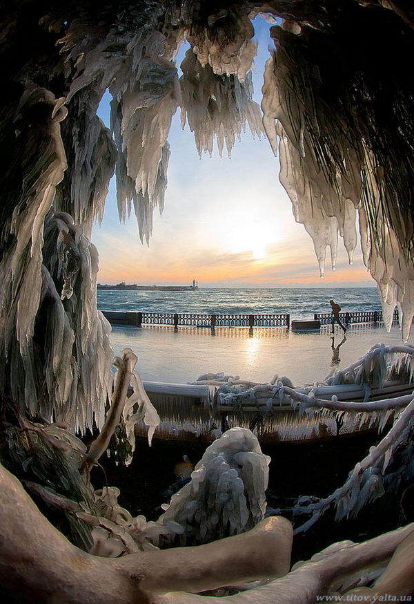 Winter Morning in Yalta, Crimea, Ukraine.