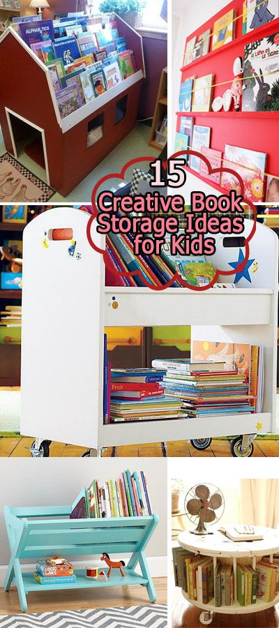Creative book storage ideas for kids. Declutter the book corner in your kids' rooms.