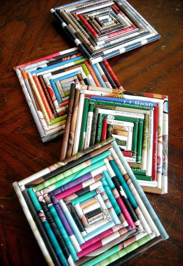 Upcycled Magazine Coasters.