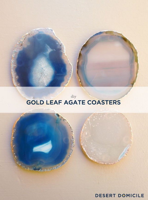 DIY Gold Leaf Agate Coasters.