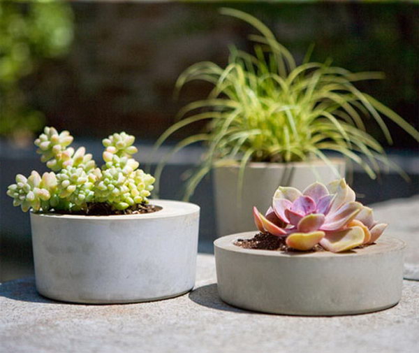 Modern Concrete Planters. Concrete isn’t just for the infrastructure and base of certain buildings. You can use concrete in a variety of DIY projects, and infuse it into everyday products.