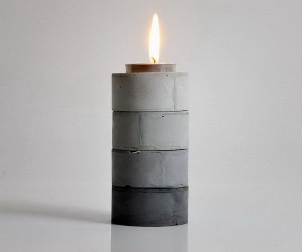 DIY Stackable Gradient Candle Holders. Concrete isn’t just for the infrastructure and base of certain buildings. You can use concrete in a variety of DIY projects, and infuse it into everyday products.