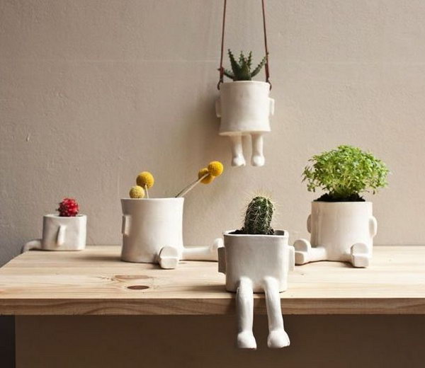 Cute ceramic hanging pot. These container gardening ideas offer a great way to brighten your surroundings immediately. Make your home look different unique and interesting.