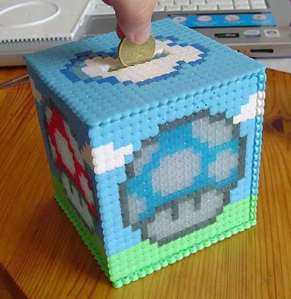Hama Beads Clin Block Bank. A great way to introduce the concept of saving and spending to your little ones.