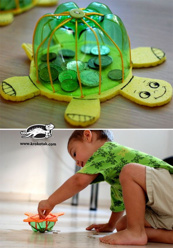 DIY Turtle Bank. A great way to introduce the concept of saving and spending to your little ones.