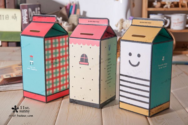 Milk Box Piggy Bank. A great way to introduce the concept of saving and spending to your little ones.