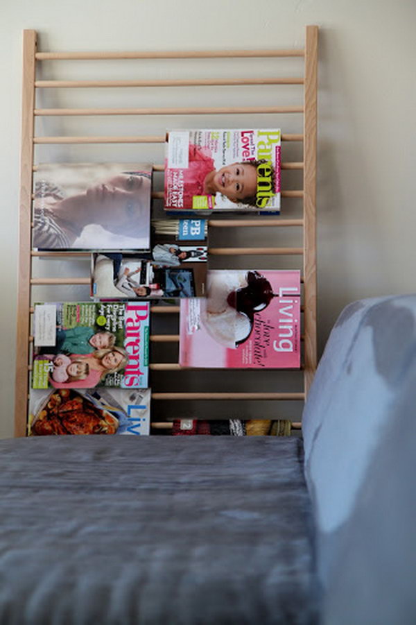 Crib repurposed magazine rack.
