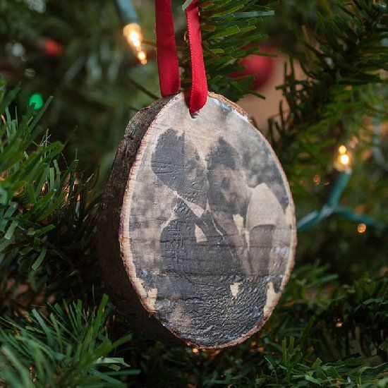 Log Slice Christmas Ornament.