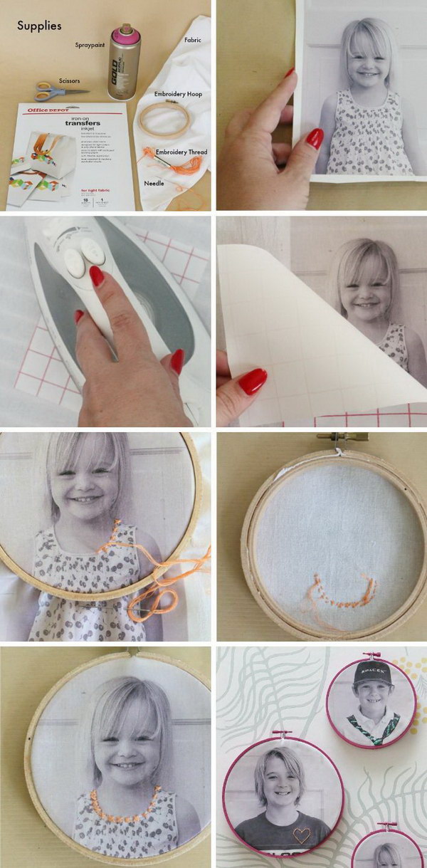 This easy embroidered photo would be a fantastic Christmas gift for grandparents!