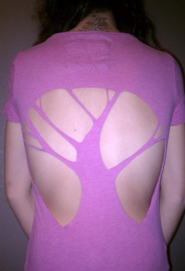 DIY Tree Cut-Out Shirt.
