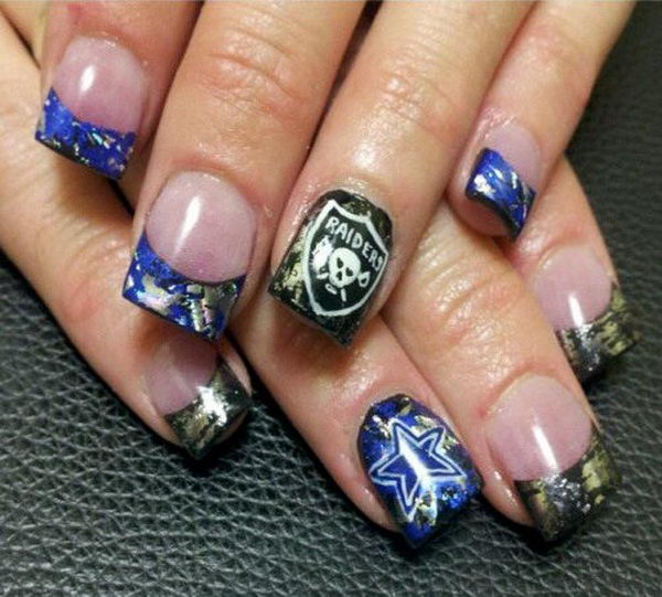 Cool Football Nail Art. A fun way to support your team and show off your team spirit throughout the football season.