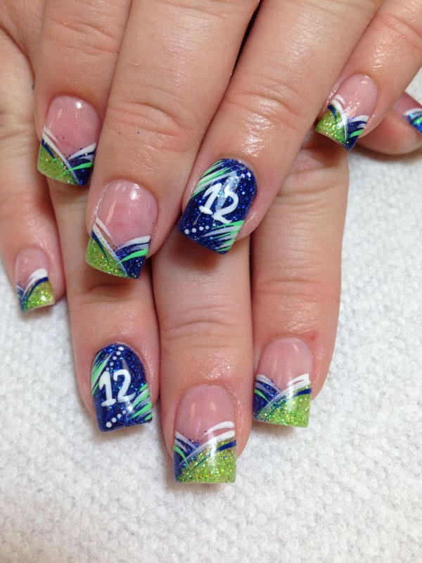 Cool Football Nail Art. A fun way to support your team and show off your team spirit throughout the football season.