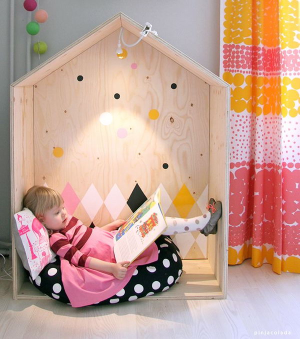 House reading nook. Great idea to bring the fun indoors.