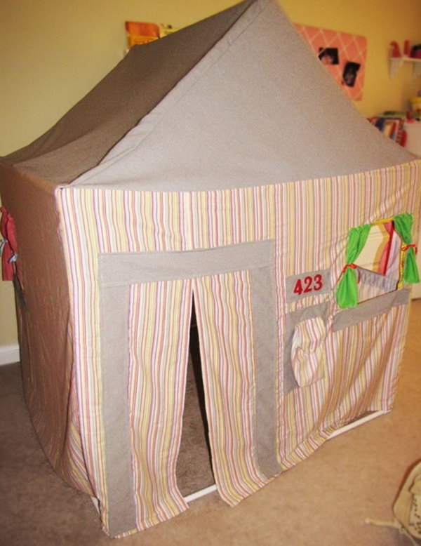 PVC pipe playhouse. Great idea to bring the fun indoors.