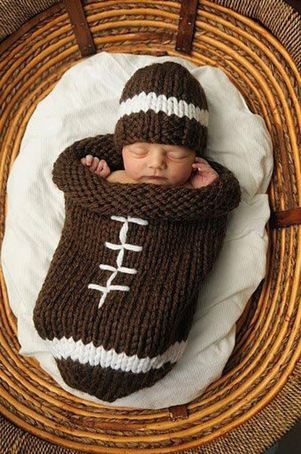 Knitting Football Sock Blanket. Cool Knitting Project Ideas