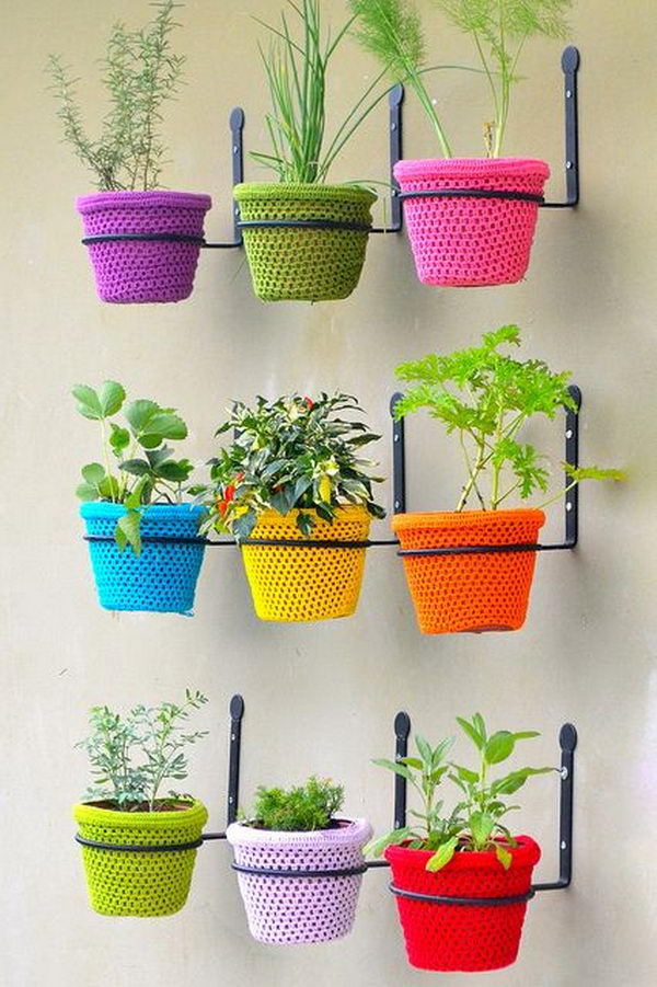 Crocheted Potting Covers. Cool Knitting Project Ideas