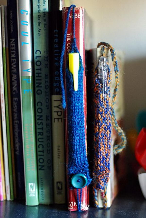 Pen Tube Bookmarks. Cool Knitting Project Ideas