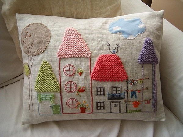 Houses Embroidery. Cool Knitting Project Ideas