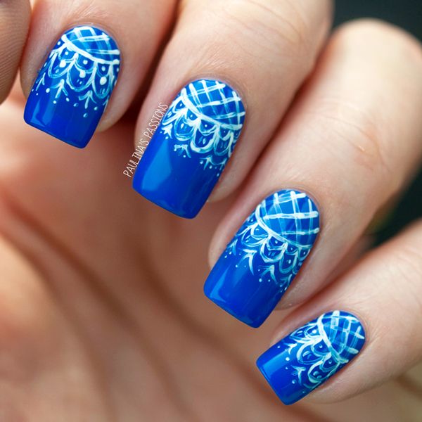 Fashionable Lace Nail Art. Lace patterns are inherently romantic and have a rich history.