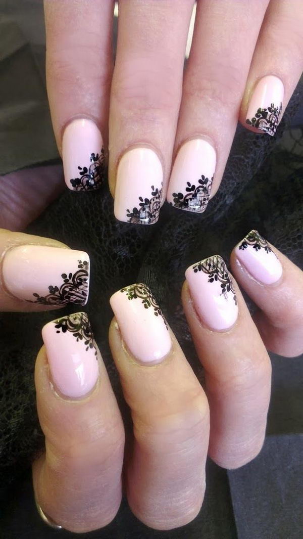 Fashionable Lace Nail Art. Lace patterns are inherently romantic and have a rich history.