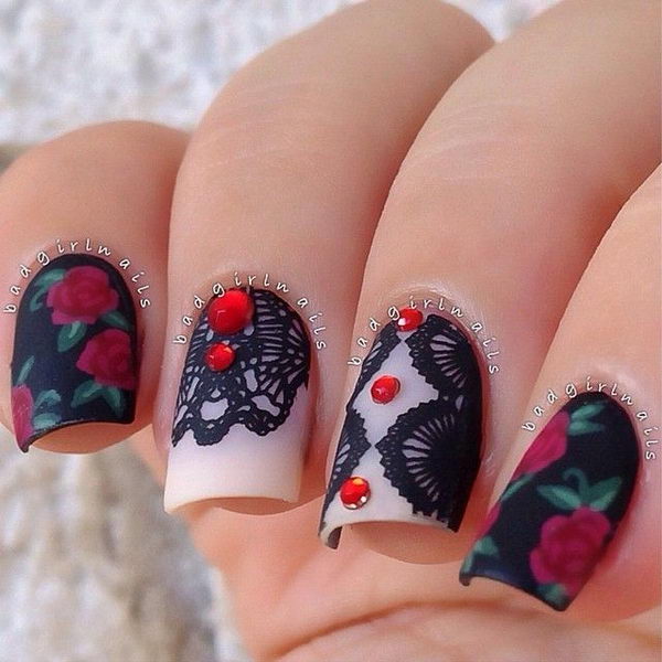 Fashionable Lace Nail Art. Lace patterns are inherently romantic and have a rich history.