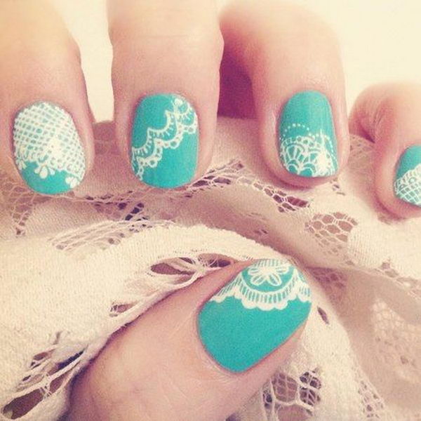 Fashionable Lace Nail Art. Lace patterns are inherently romantic and have a rich history.