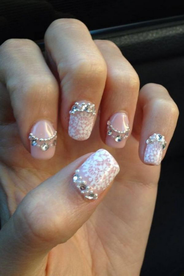 Fashionable Lace Nail Art. Lace patterns are inherently romantic and have a rich history.